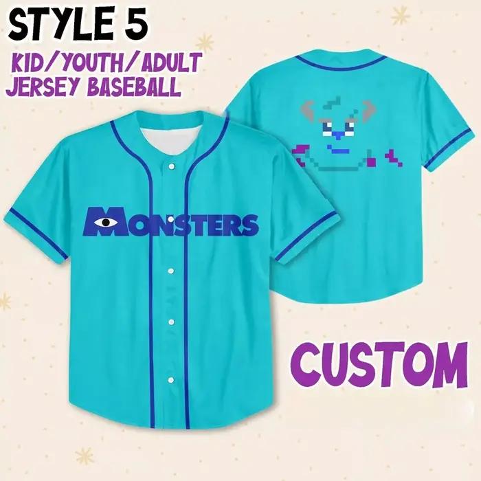Maillot de Baseball personnalisé Monsters University Mike Sulley, chemise de Cosplay pour enfants, j