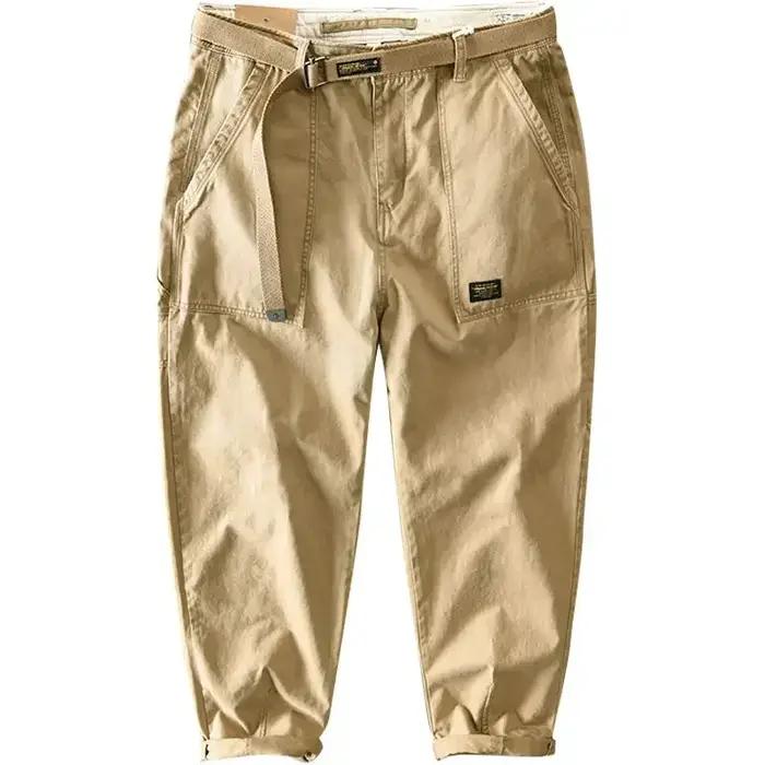 Pantalon de travail en coton coupe large pour homme, style rétro décontracté, résistant à l'usure, a