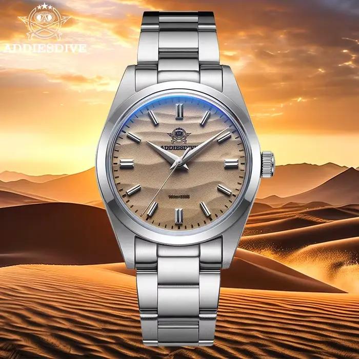 ADDIESDIVE-Montre à quartz étanche pour homme, acier inoxydable, revêtement AR, verre breton, montre
