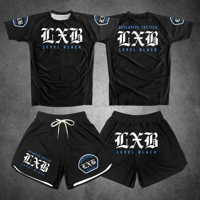 Ensemble de sport Rash Guard V1 LXB AJJ à séchage rapide, Levelxblack RANKED V2 NIVEL NEGRO, maillot