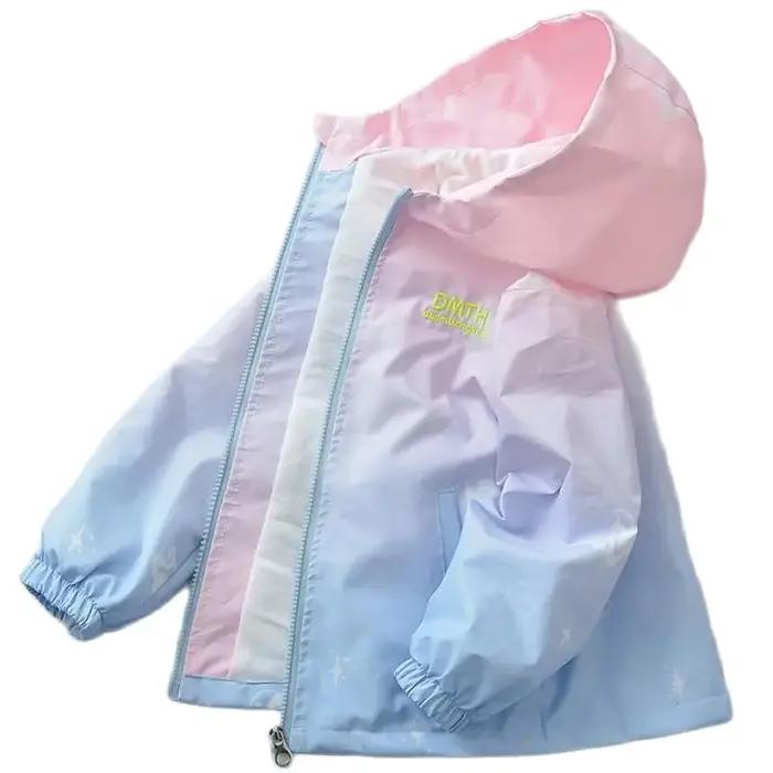 Veste de mode coréenne pour filles et adolescentes, manteau à capuche dégradé décontracté pour garço