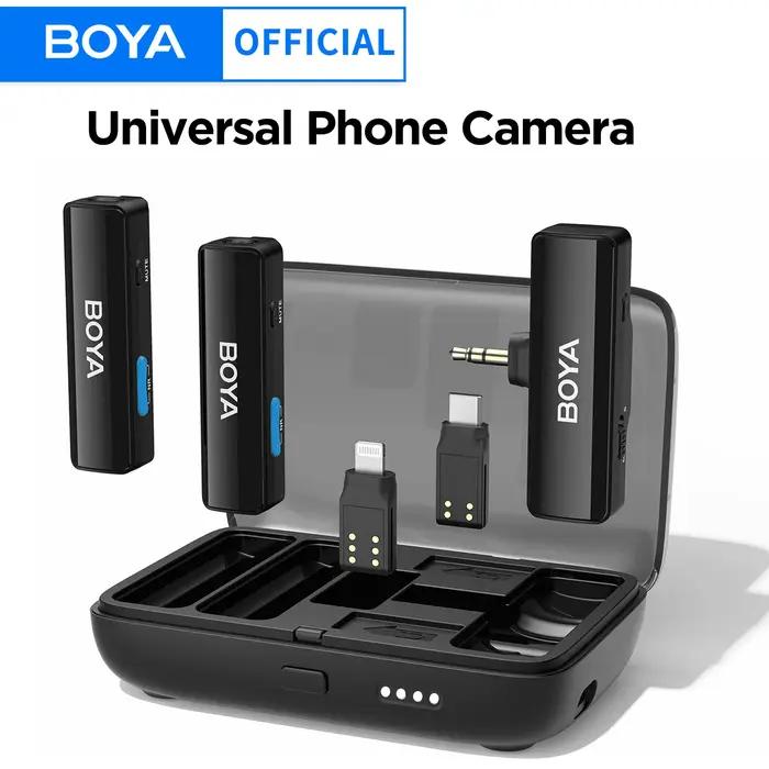 BOYA BOYALINK-Microphone Lavalier sans fil, pour iPhone, Android, appareil photo reflex numérique, Y