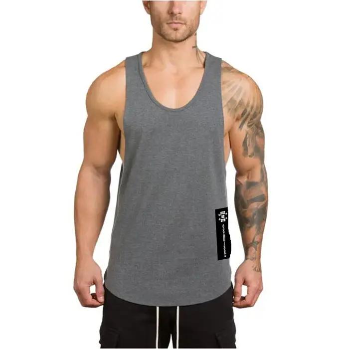 Marque Gym Sport vêtements coton Singlets musculation Stringer débardeurs hommes Fitness chemise Mus