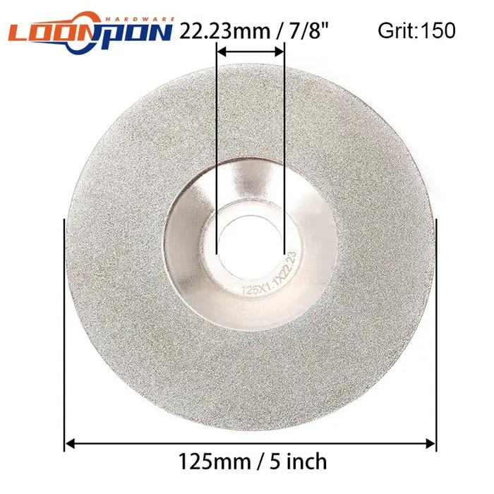 Disque de coupe diamant galvanisé de 125mm, meule en forme de bol pour verre céramique Jade 46 grain