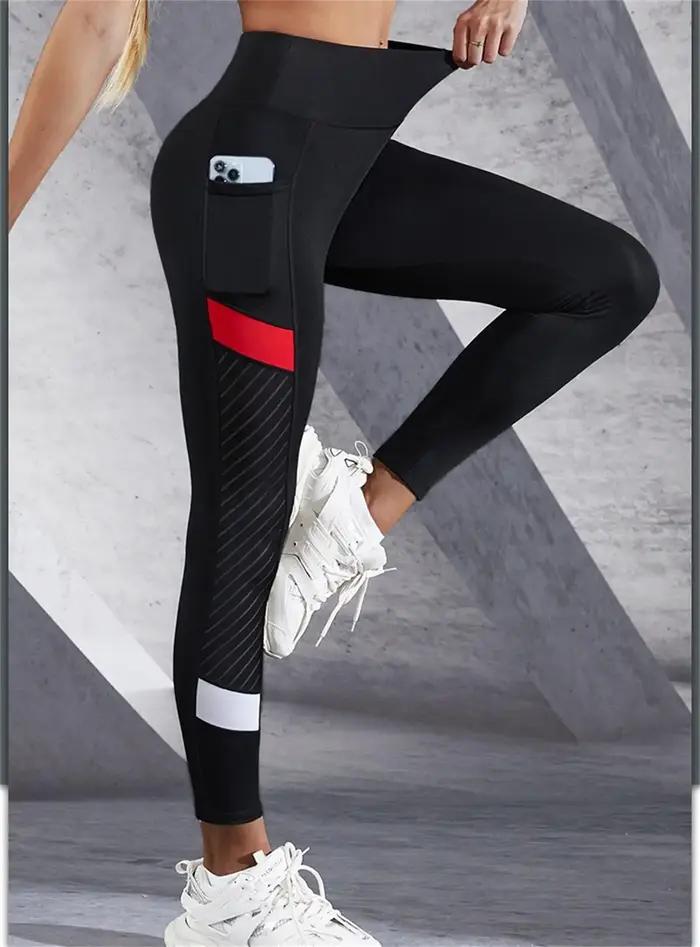 Pantalon de Yoga taille haute en maille colorée avec poches latérales, Leggings pour femmes, contrôl