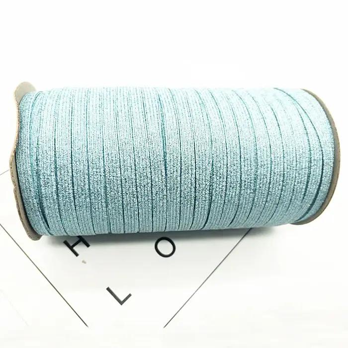 Ruban élastique en Spandex avec fil doré, 2/5yards/Lot, 6mm, paillettes, pour garniture, tissu à cou