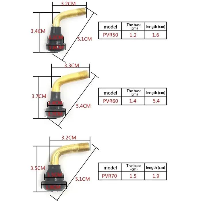 Tiges de Valve Tubeless pour Scooter électrique et vélo PVR70, roue à 60/50/45 degrés, tige de Valve