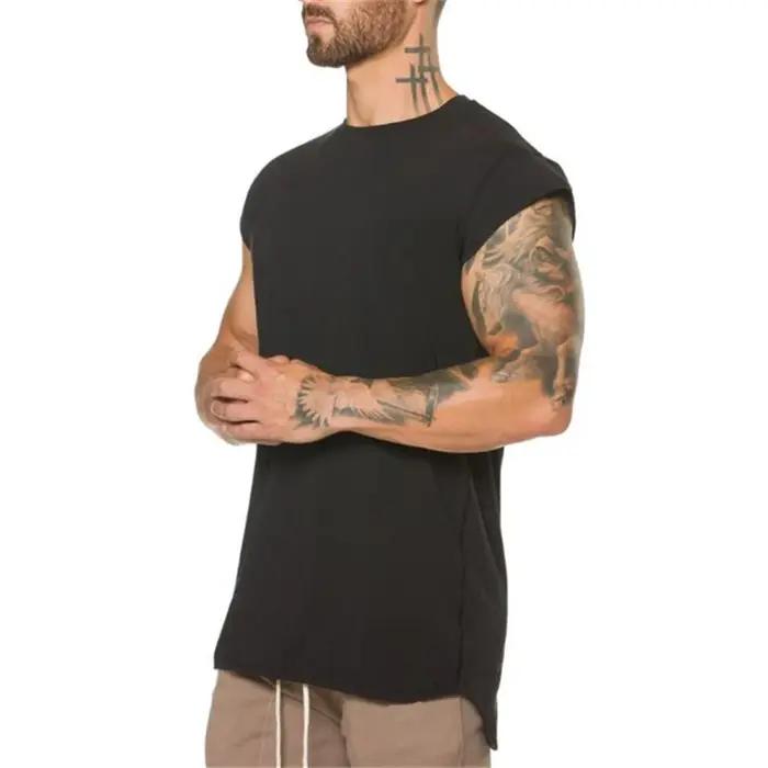 T-shirt à manches courtes en coton pour homme, vêtement de musculation, de fitness, décontracté, hip