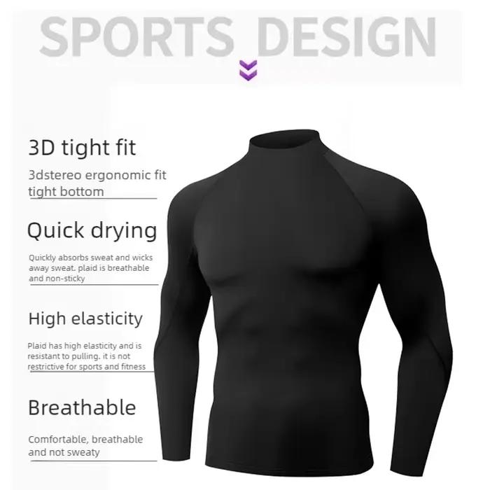 Chemise de compression à manches longues pour hommes, haute élasticité, chaleur musculaire, haut de