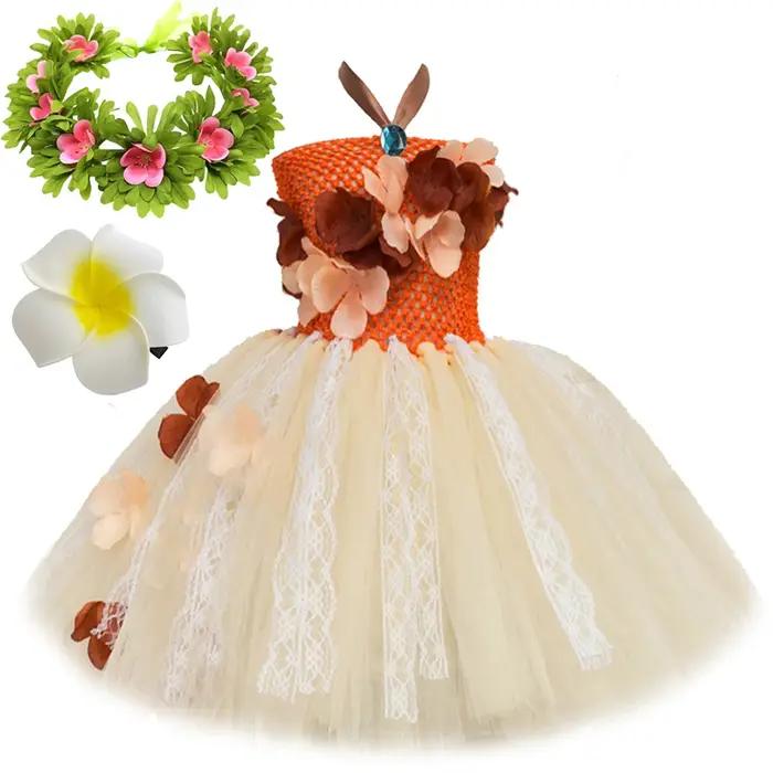 Robes de princesse Moanna pour filles, Costumes de vacances de noël, Tutus d'halloween pour enfants,