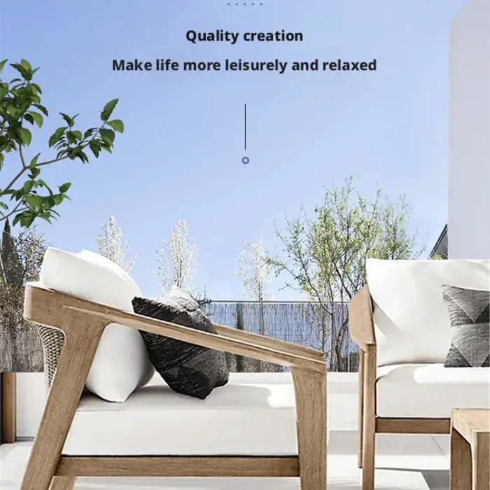 Mobilier d'extérieur canapés tables chaises style vieilli tissu imperméable rotin et bois massif vil