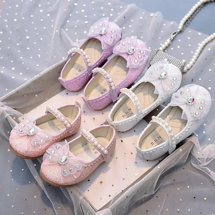 Nouvelles Chaussures Souples de Princesse en Cristal 2026 pour Enfants – Ballerines Décontractées et
