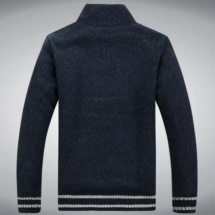 Polaire chaud homme pull doublure en laine hiver Cardigan épaissir pardessus décontracté coton noir