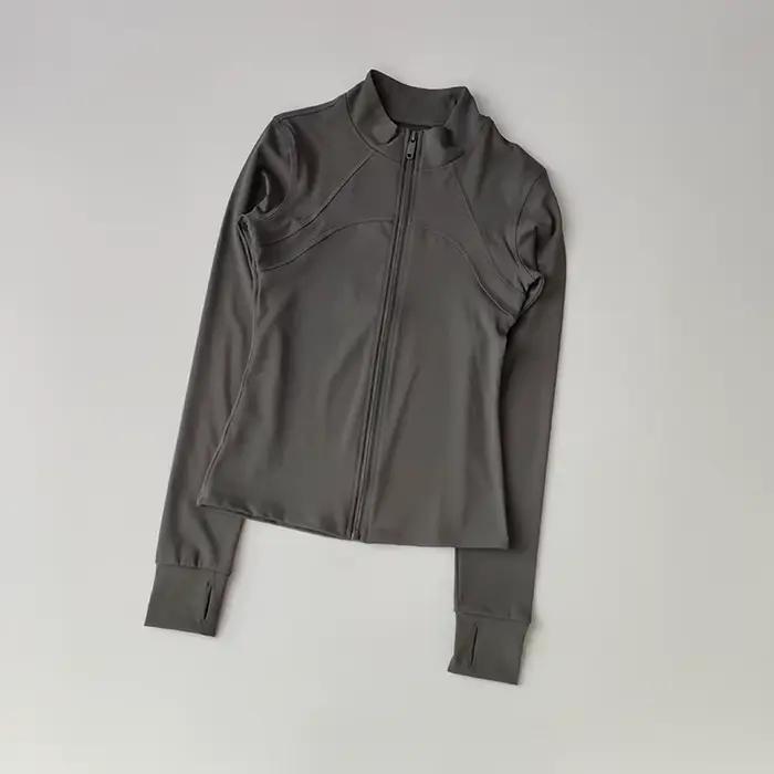 Costume de Yoga pour femmes, haut de gamme, col montant, manches longues, veste de sport, course à p