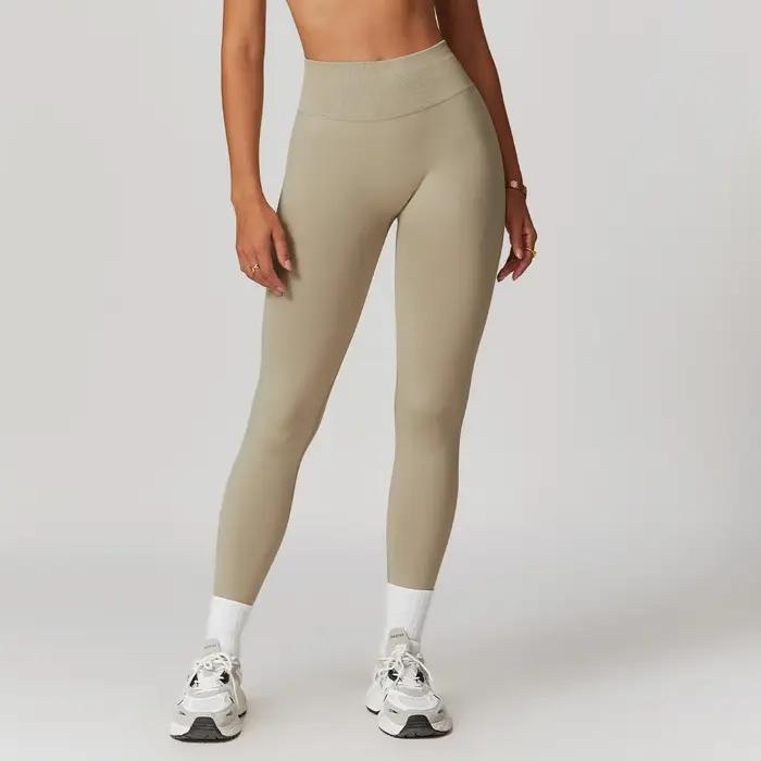 Leggings de Fitness sans couture femmes Sport taille haute élastique côtelé Yoga Leggings Gym Joggin