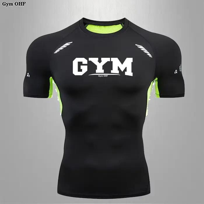 T-shirt compression homme été haut sport technique séchage rapide pour entraînement extérieur running健身训练压缩T恤男士夏季速干运动衫用于户外跑步