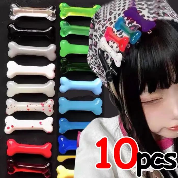 1/10 pièces Y2K mode gothique femmes Gril chapeaux Barrettes bandeau accessoires vif chien os pinces