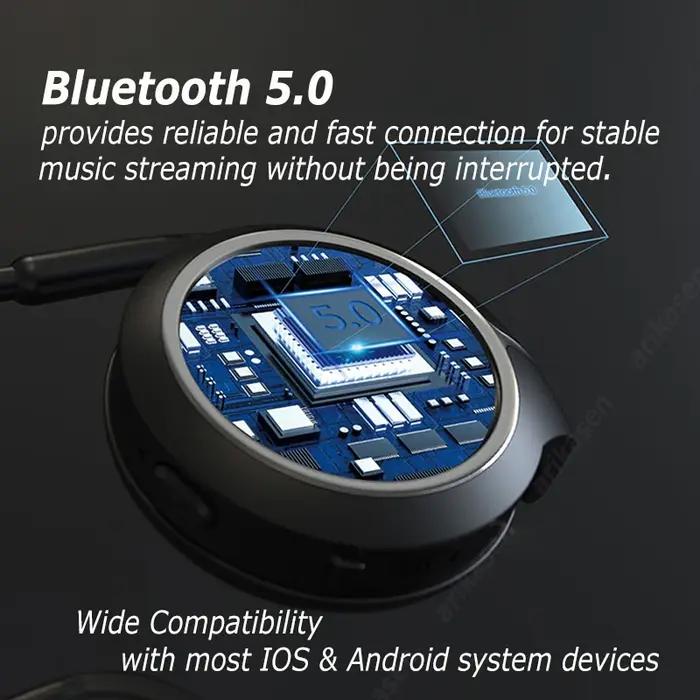 Écouteurs Bluetooth pour lecteur MP3 avec emplacement pour carte TF, sans fil, son HD sur l'oreille,