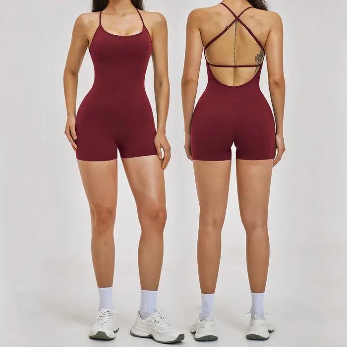 Combinaison Yoga Une Pièce Femme Avec Soutien-Gorge Intégré Pour Tenue Fitness Et Bien-Être Sportif