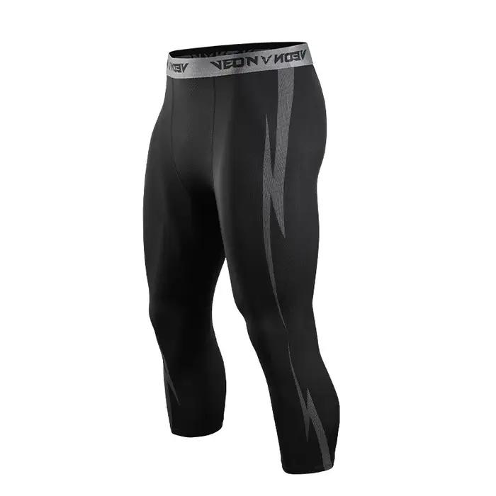 Pantalon de Compression 3/4 pour hommes, Leggings athlétiques Capri secs et Cool, couche de base de
