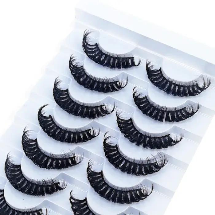 HBZGTLAD cils 8 paires DD curl bandes russes cils Faux vison maquillage cils 3D vison cils naturel F