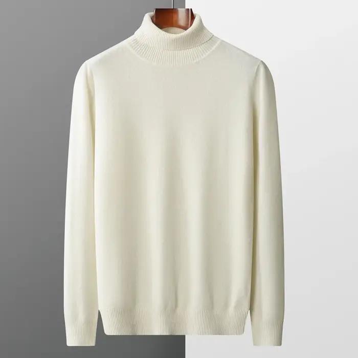 Pull à col roulé en cachemire pour homme, épais, chaud, ample, couleur unie, nouvelle collection aut