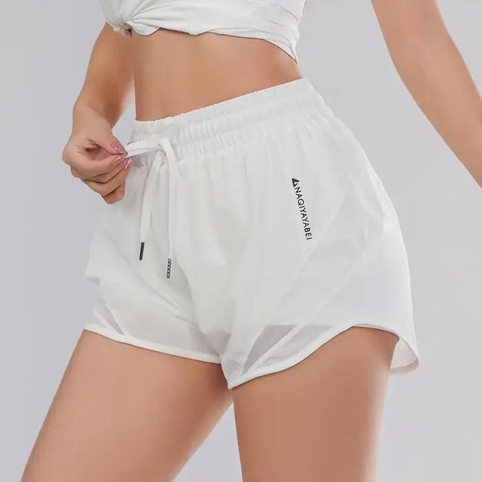 Short de sport femme yoga fitness taille haute ample trois-quarts élastique séchage rapide respirant