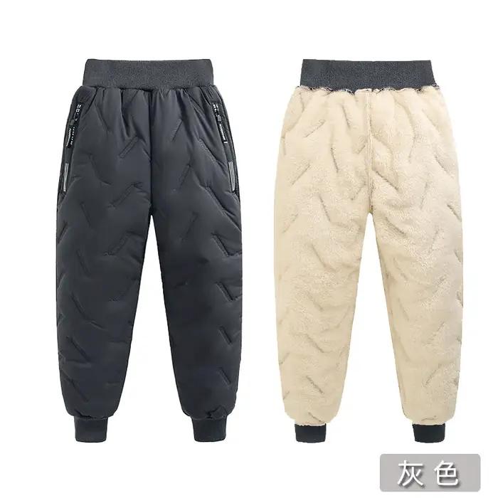Pantalons rembourrés d'hiver pour enfants, épais et chauds en velours, pantalons longs en laine d'ag