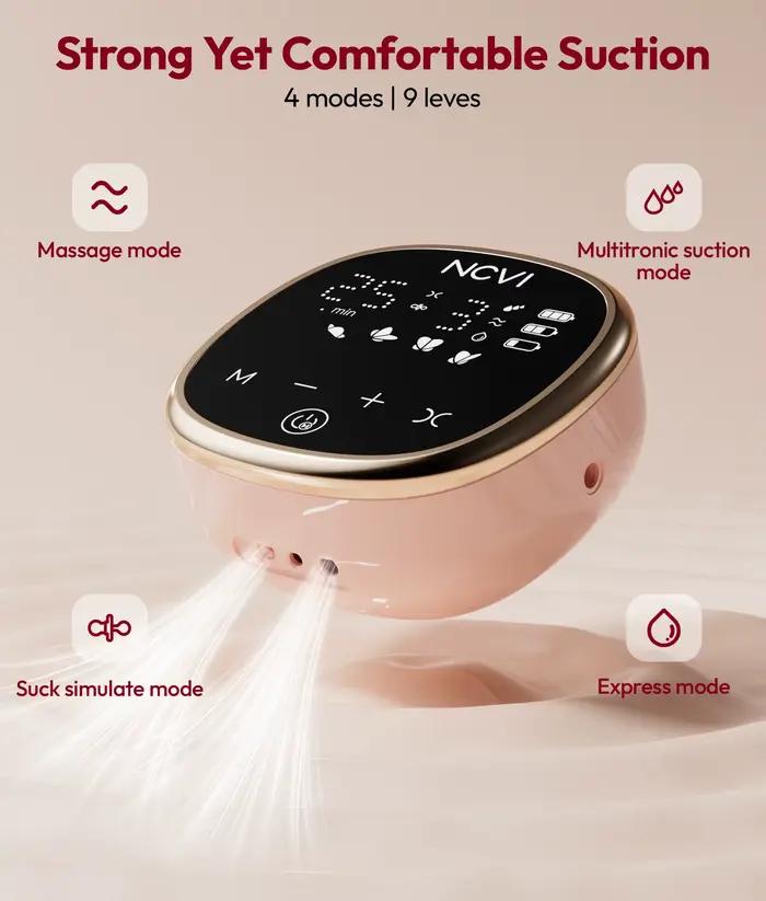 Tire-lait électrique NCVI, avec tasses portables, 4 modes, 9 niveaux, silencieux et rechargeable pou