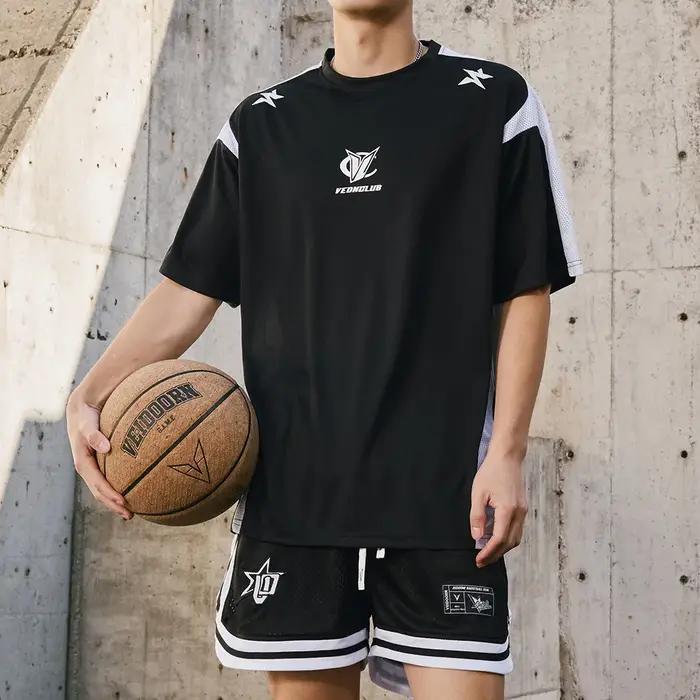Veidoorn-T-Shirt de sport surdimensionné pour homme, maillot athlétique respirant en polyester à séc