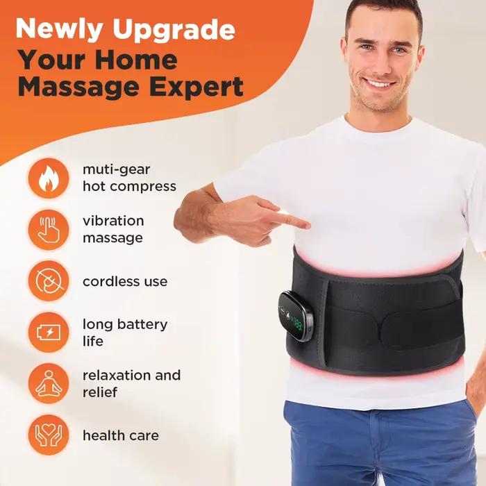 Ceinture de massage par vibrations chauffantes, lumière rouge, compresse chaude, attelle de soutien