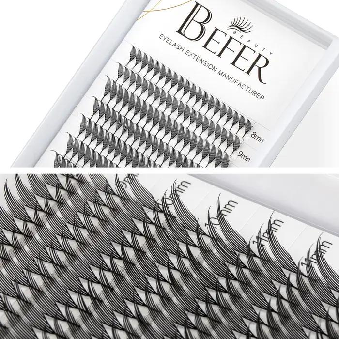 Befer Beauty-Extensions de Cils à Boucles C/D, 240 Grappes, Style Manga, Plume, Flora, Cat Eye, 8-15