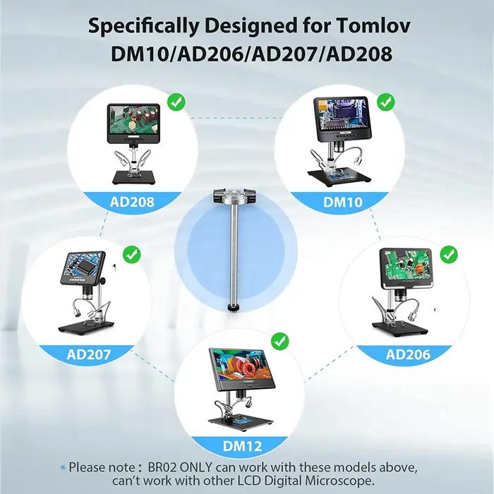 TOMLOV Microscope numérique Support en alliage d'aluminium BR02 Support réglable Support de poteau M