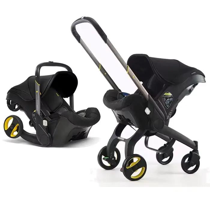 Système de poussette et siège auto 2 en 1 avec design pliable pour nouveau-nés, léger, compact et sû