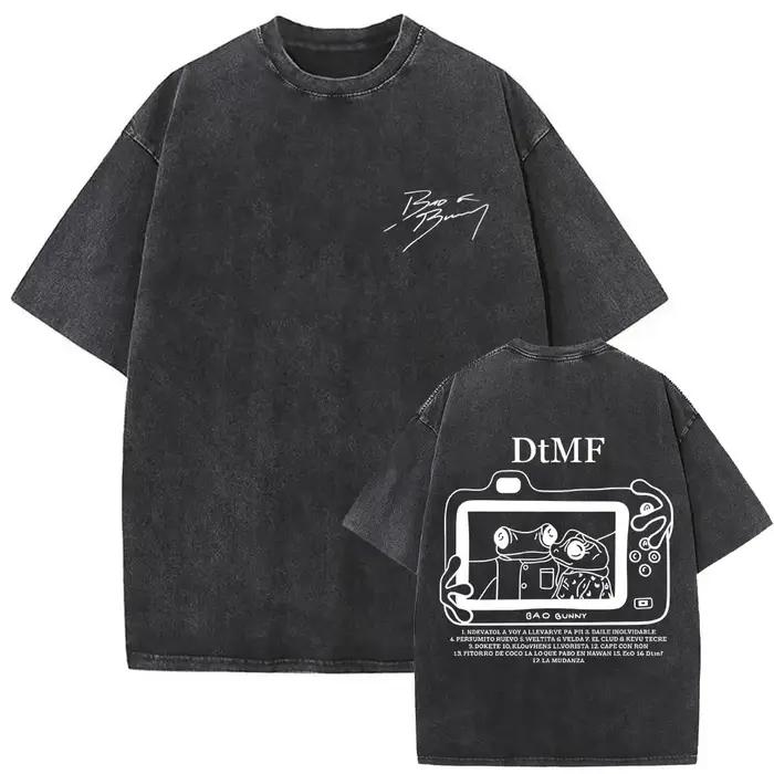 T-shirt vintage délavé Rapper Bad Bunny Debi Tirar Mas Fotos DTMF World Tour 2026 – T-shirts mode Hi