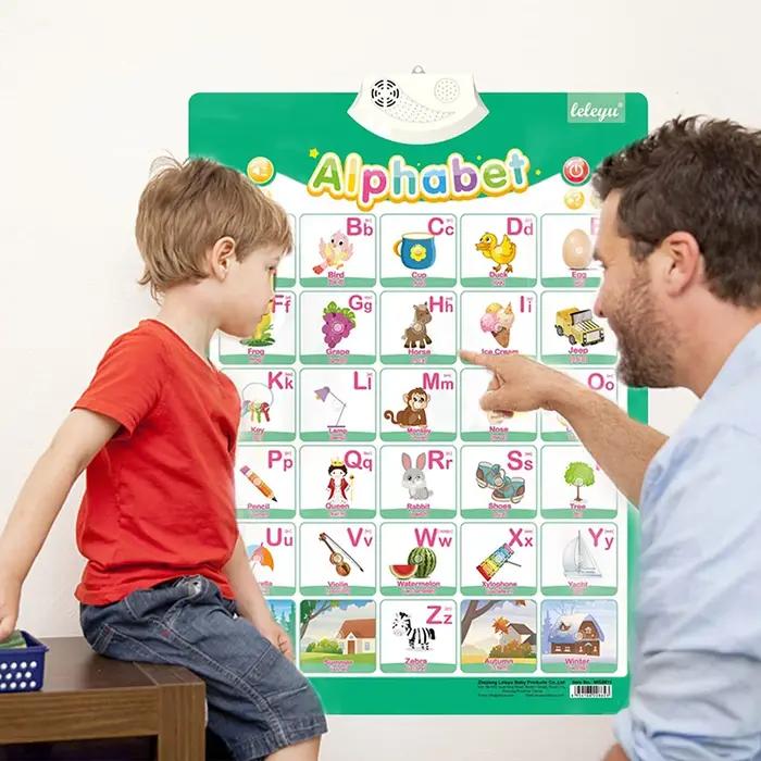 Affiche parlante anglaise, chiffres de l'alphabet, Fruits, animaux, tableau mural électronique inter
