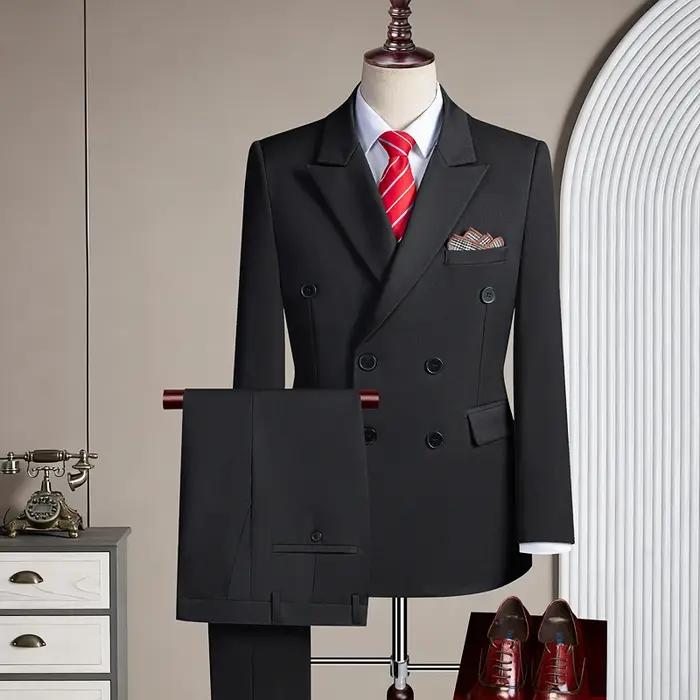 Costume décontracté trois pièces croisé pour homme, idéal pour les fêtes et les mariages, tenue légè