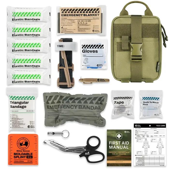 Kit de survie de premiers secours Rhino, pochette IFAK, Kit de Camping fourni avec 20 articles EMT p
