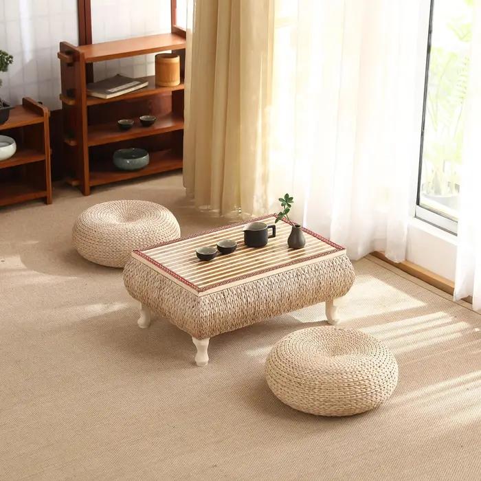 Table de tatami en rotin japonais balcon baie vitrée petite table d'appoint table basse chambre à co