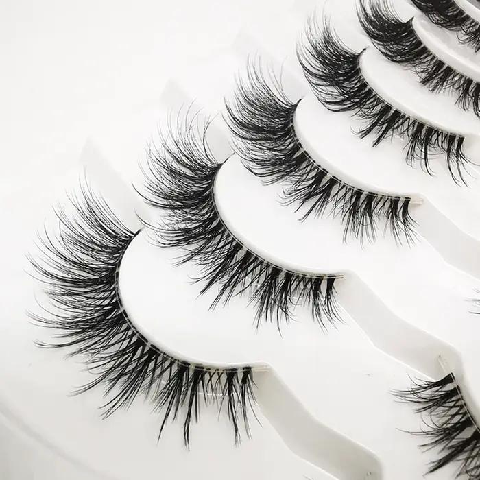 7 paires de cils oeil de chat, cils de vison artificiels aspect naturel cils de vison intelligents c