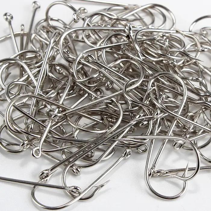 FTK rond Nickel grand hameçon de mer annelé 10 #-20 # 100 pièces/boîte hameçons de mer pliés de norv