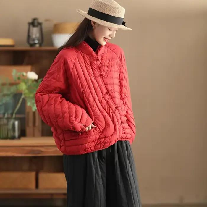 Veste en duvet de canard blanc ultraléger pour femme, manteau vintage, vêtements d'extérieur décontr