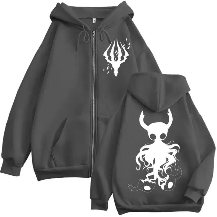 Limité creux chevalier jeu graphique fermeture éclair sweats à capuche gothique Vintage fermeture éc