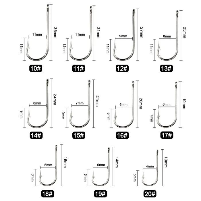 FTK rond Nickel grand hameçon de mer annelé 10 #-20 # 100 pièces/boîte hameçons de mer pliés de norv
