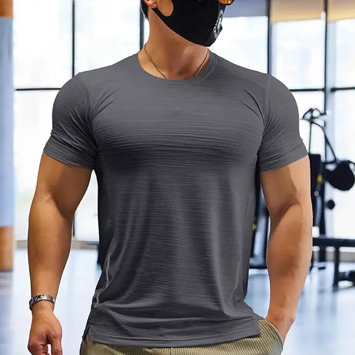 T-shirt de compression d'entraînement musculaire pour hommes, t-shirt de course à pied, tee-shirt se