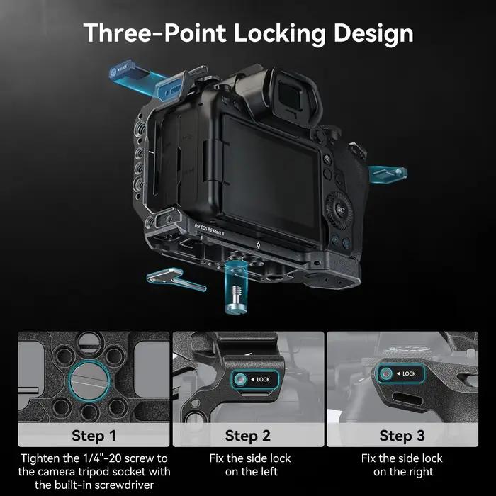 SmallRig – Cage de caméra «Black Mamba» pour Canon EOS R6 Mark II, plaque de dégagement rapide arca-