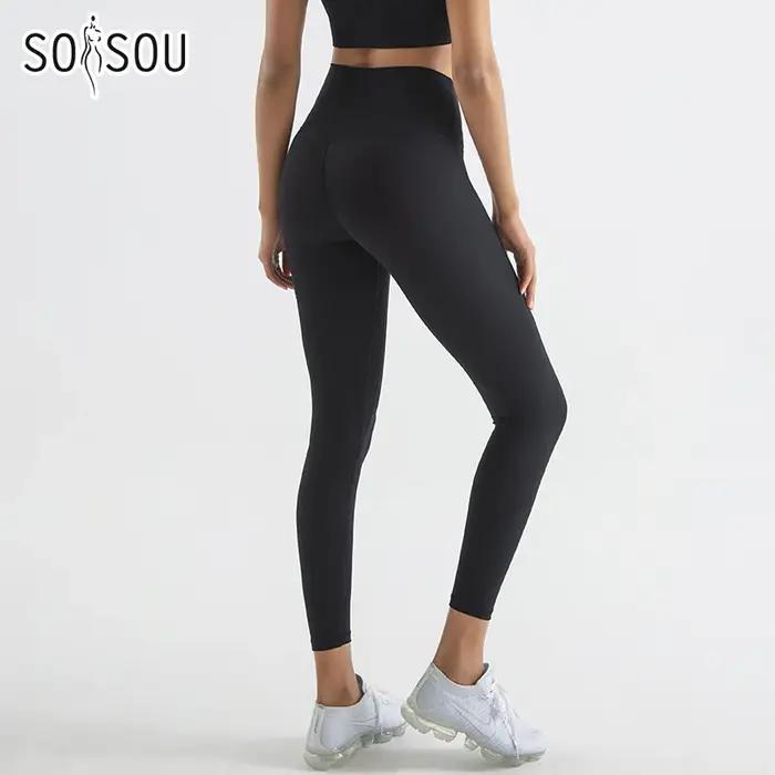 SOISOU-Legging en nylon pour femme, pantalon de yoga sexy, taille haute, moulant, élastique, doux, r