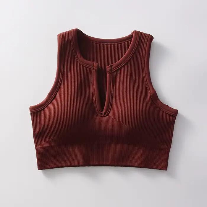Gilet de sport sans manches été femme - Très élastique absorbant sueur coussinet amovible confortable