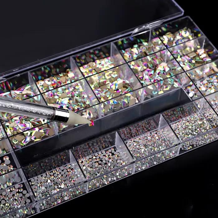 21 grille nail art diamant fond plat verre diamant multi-style diamant de forme spéciale brillant on