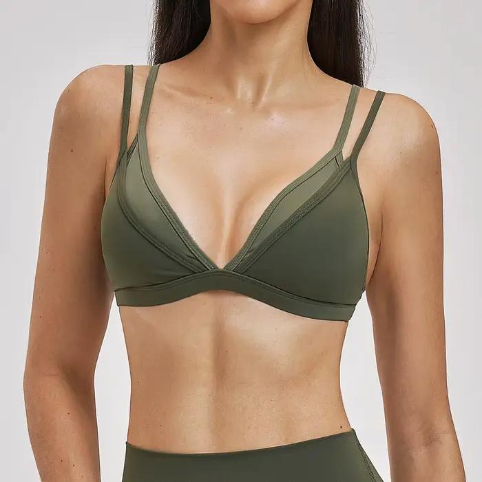Soutien-gorge de sport Ningyu pour femme, dos nu, effet deux pièces, couleurs contrastées, sous-vête